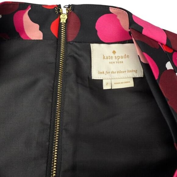 KATE SPADE Falling Florals Sleeveless Fit And Flare Dress Womens Sz 2 Pink Red - Picture 6 of 11